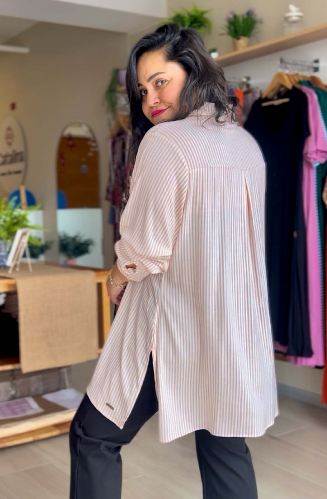 CAMISA ELENA - NARANJA RAYAS