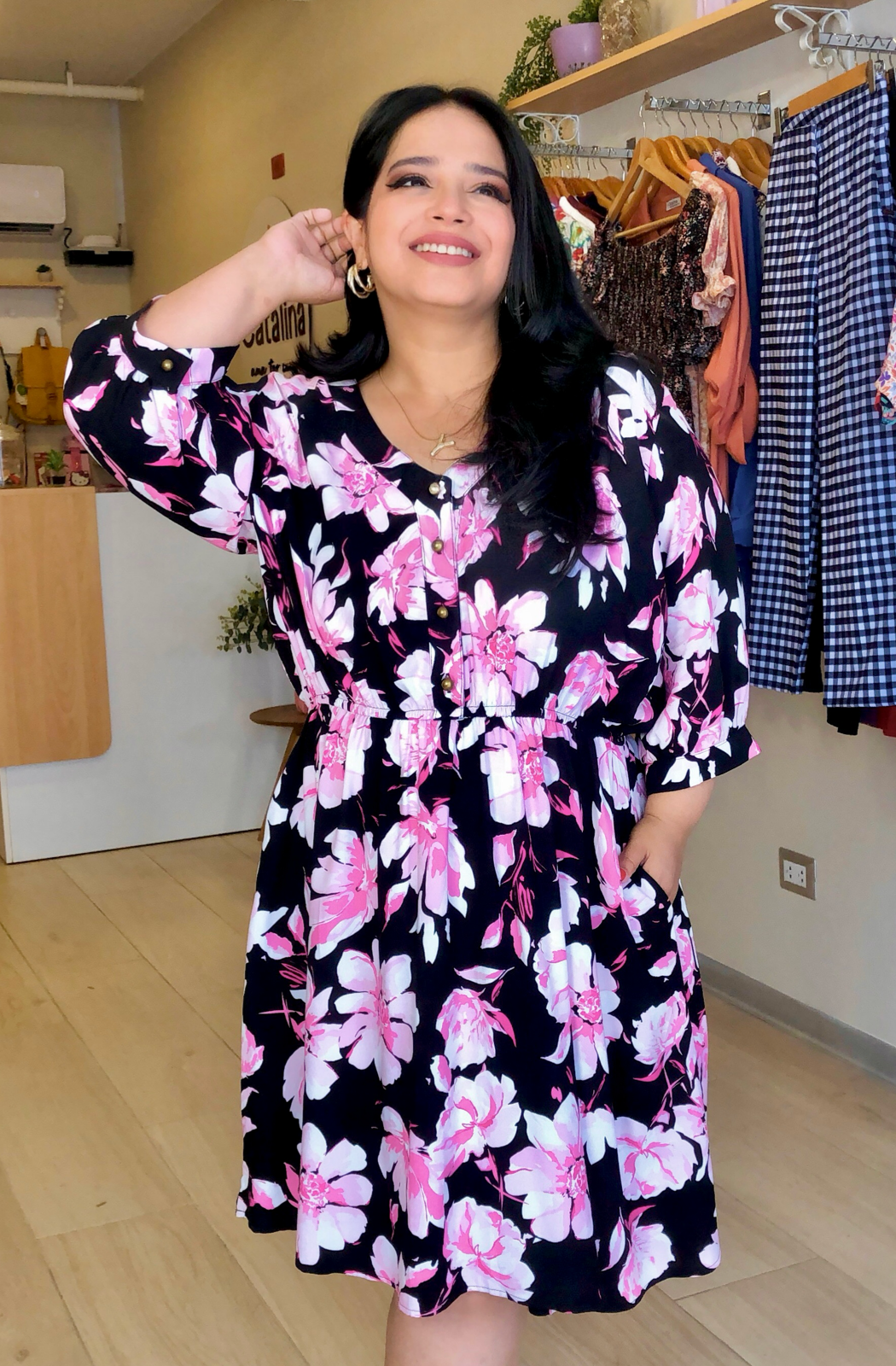 VESTIDO CAPULÍ - NEGRO FLORES