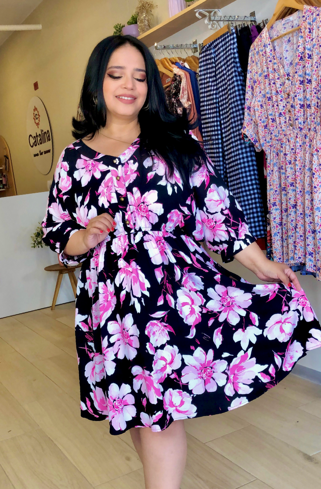 VESTIDO CAPULÍ - NEGRO FLORES