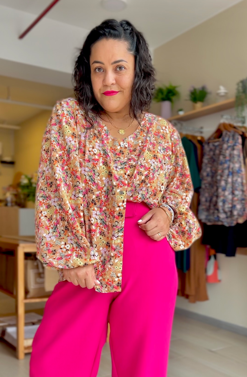 BLUSA VANIA CAMEL FLORES