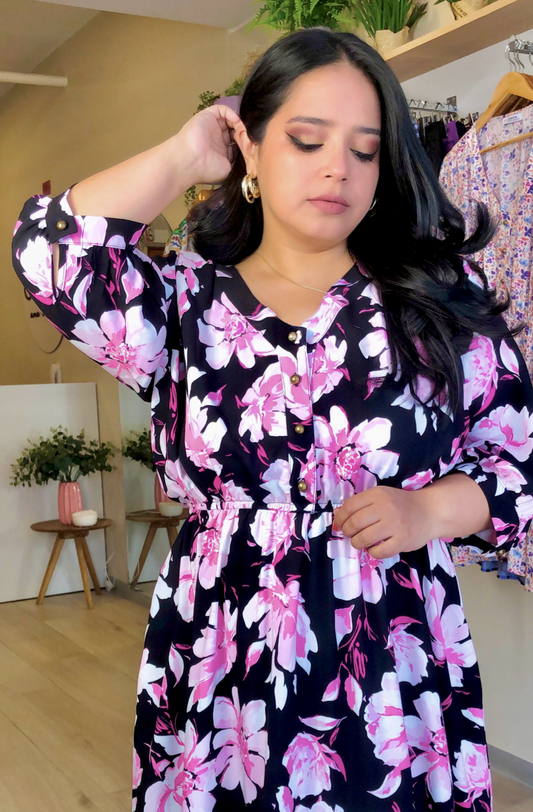 VESTIDO CAPULÍ - NEGRO FLORES