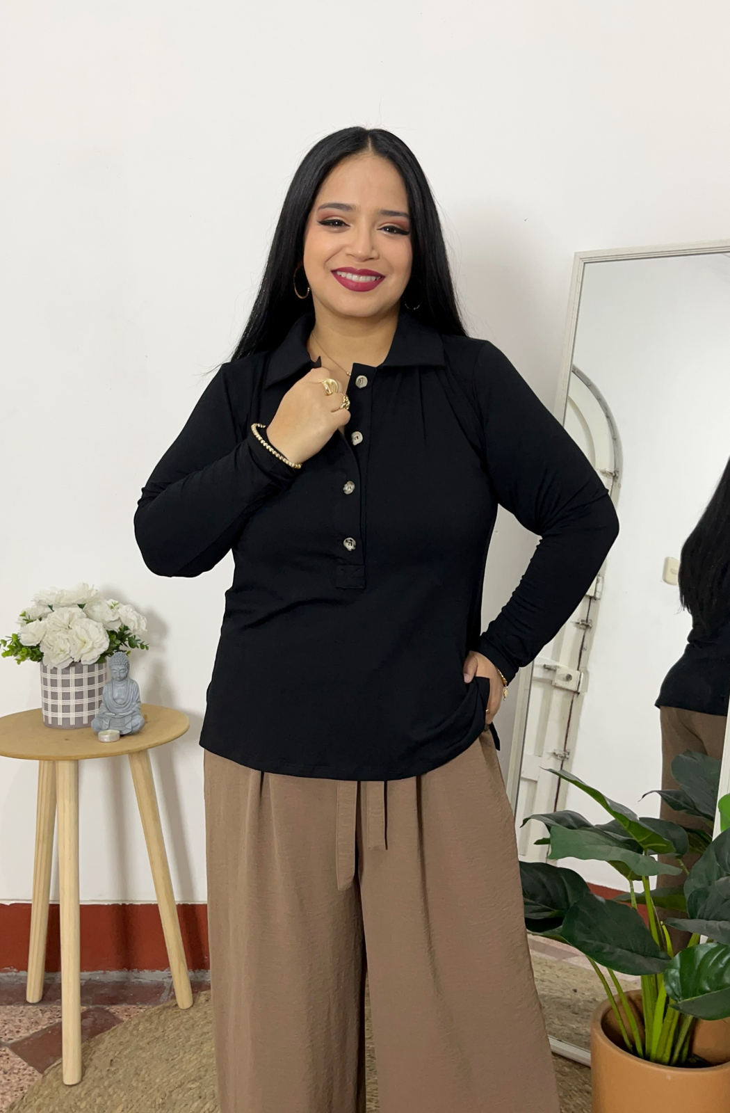 POLO CAMISERO ANNE - NEGRO