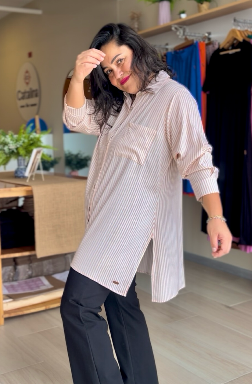 CAMISA ELENA - NARANJA RAYAS