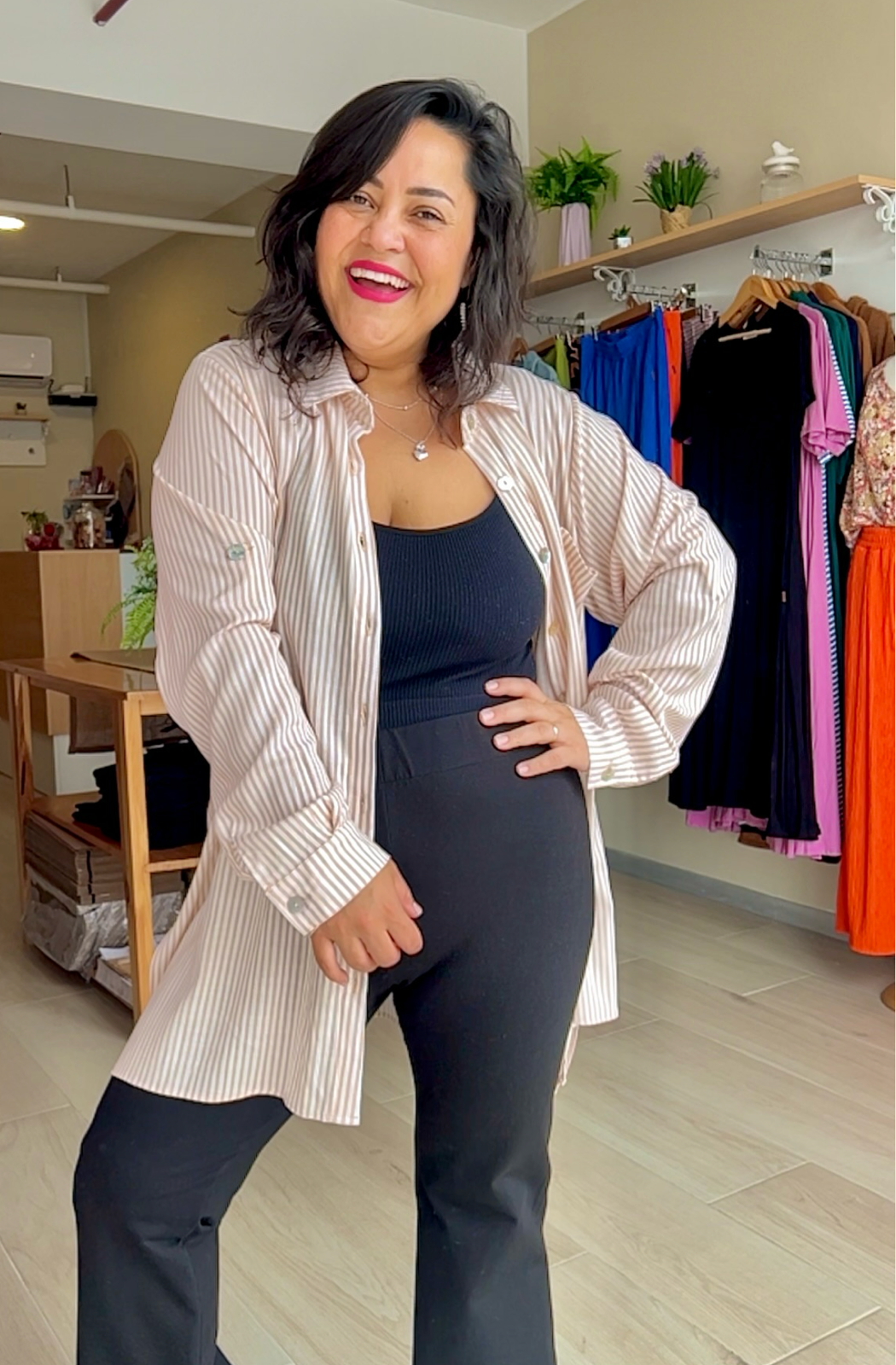 CAMISA ELENA - NARANJA RAYAS