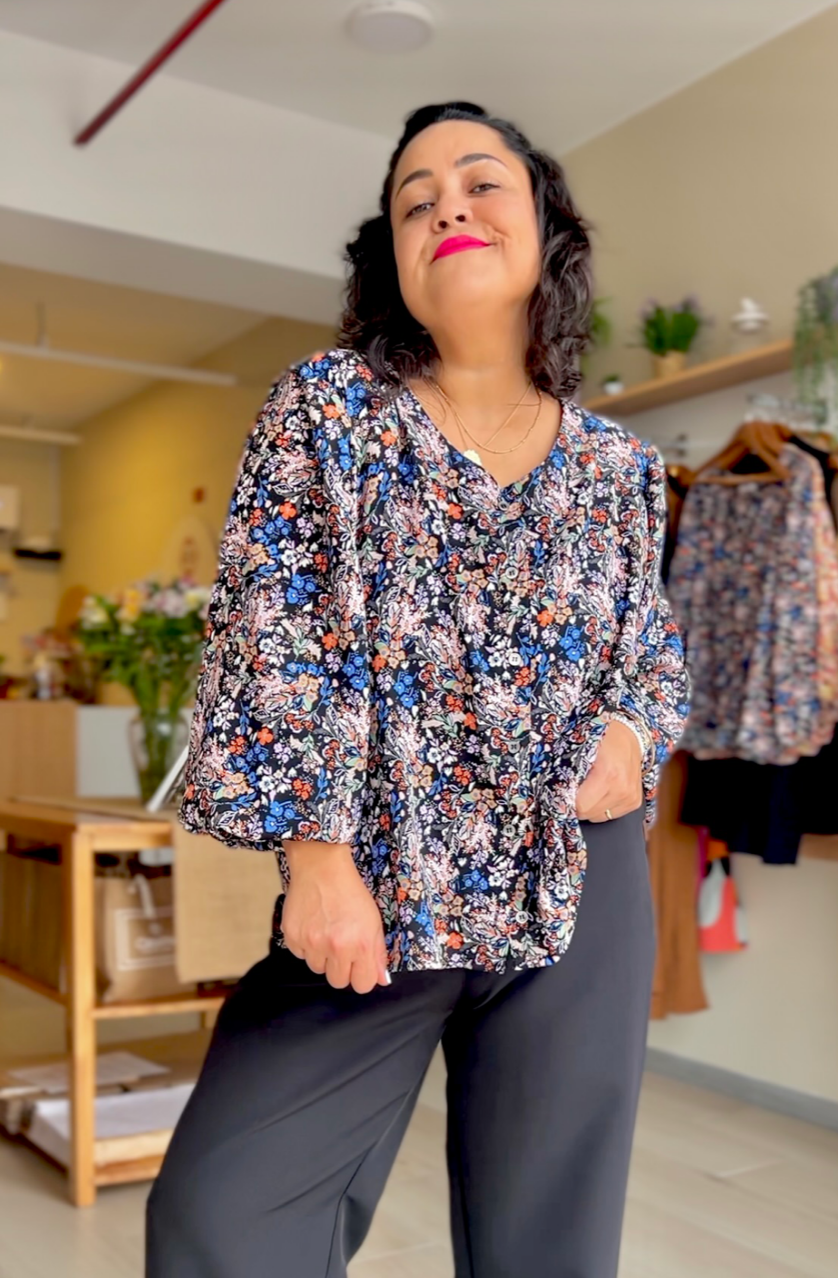 BLUSA VANIA NEGRO FLORES