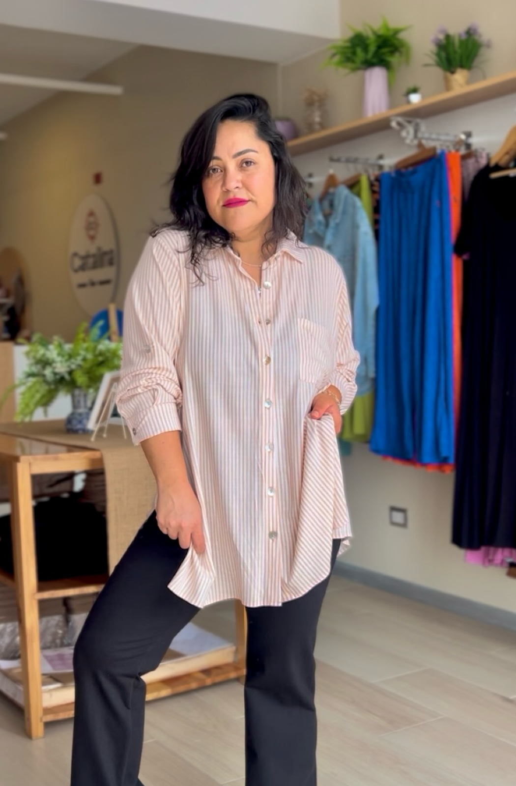 CAMISA ELENA - NARANJA RAYAS