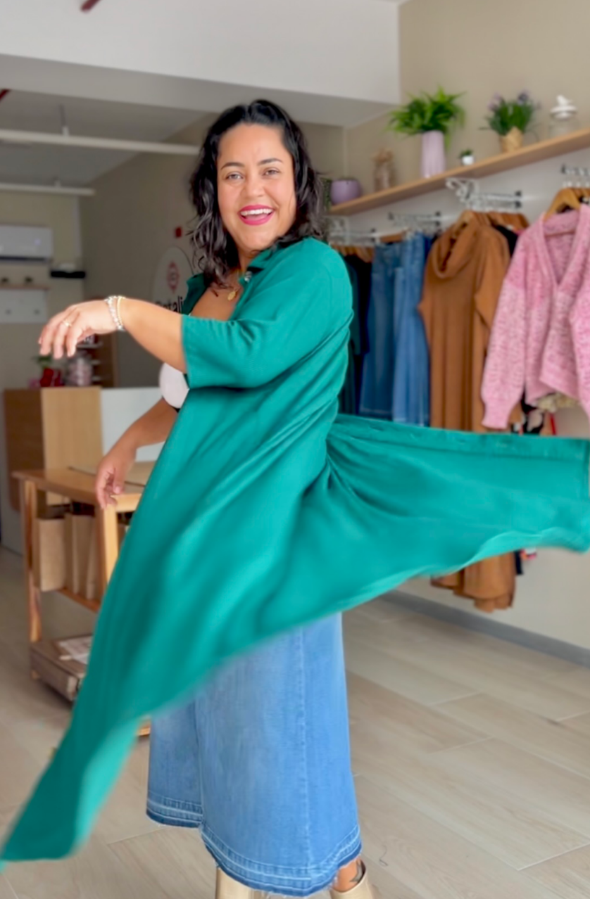VESTIDO CAPA KARLA VERDE BOTELLA