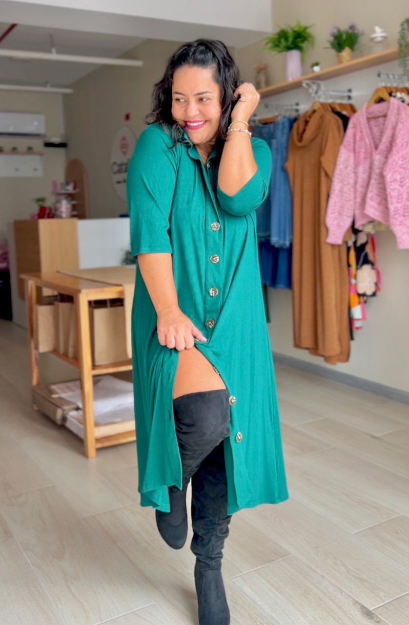 VESTIDO CAPA KARLA VERDE BOTELLA