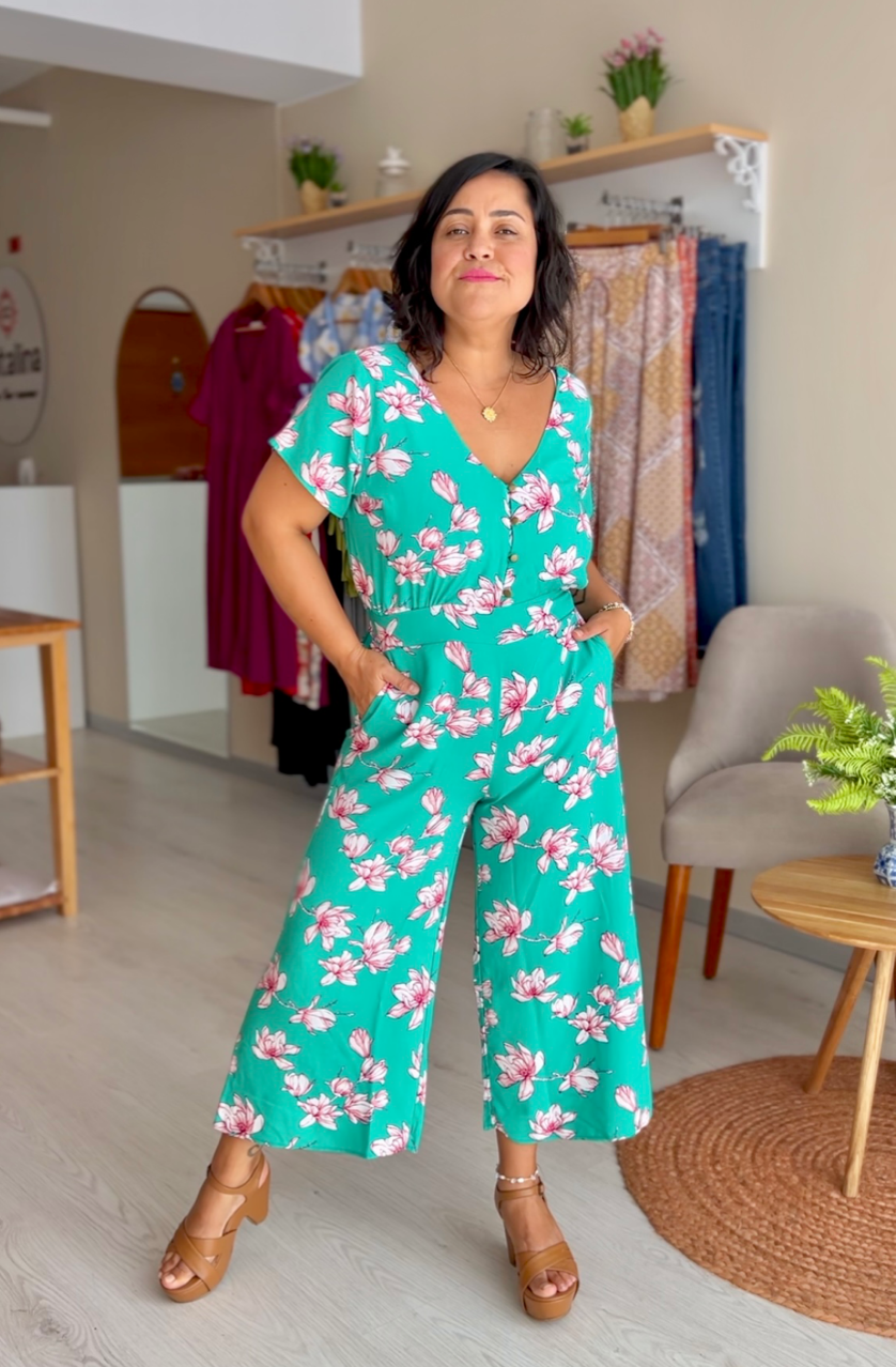 ENTERIZO MARTA VERDE Y MAGENTA