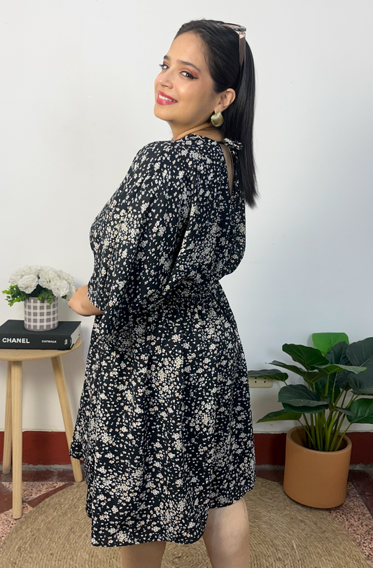 VESTIDO MAR - FLORES ROSADAS