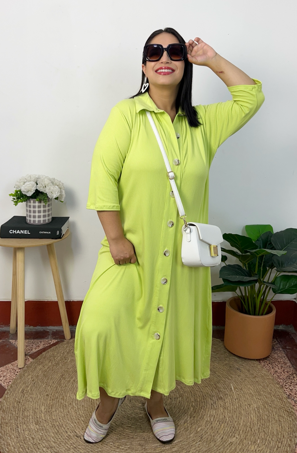 VESTIDO CAPA KARLA - LIMÓN