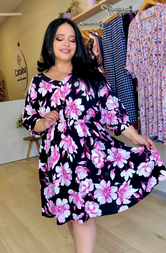 VESTIDO CAPULÍ - NEGRO FLORES
