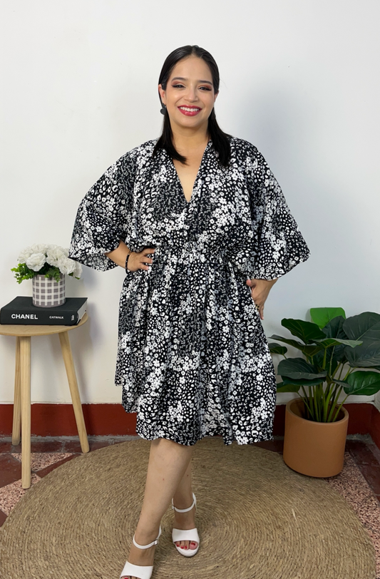 VESTIDO MAR - NEGRO FLORES