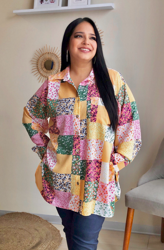 CAMISA ELENA - PATCHWORK AMARILLO