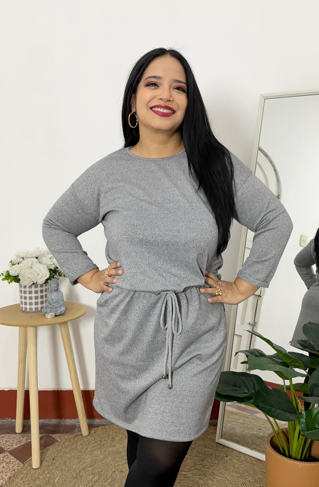 VESTIDO MARCELA - GRIS JASPEADO