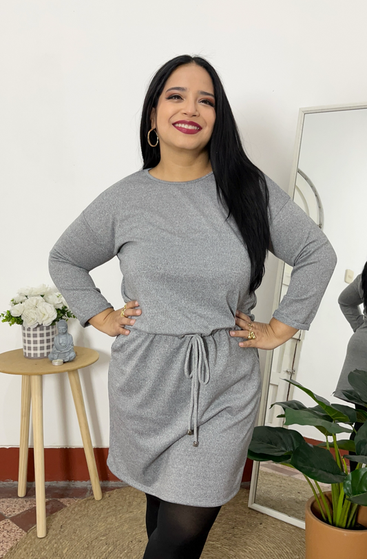 VESTIDO MARCELA - GRIS JASPEADO