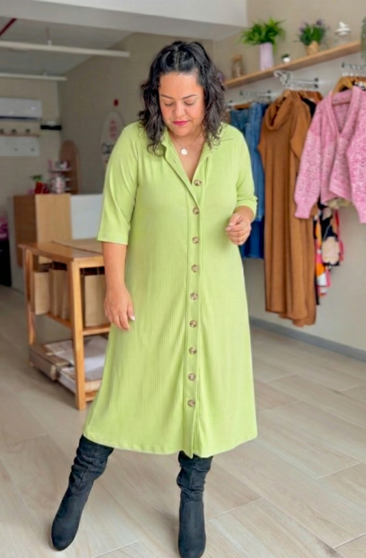 VESTIDO CAPA KARLA - LIMÓN