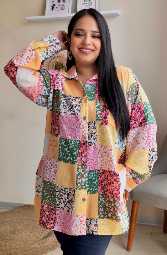 CAMISA ELENA - PATCHWORK AMARILLO