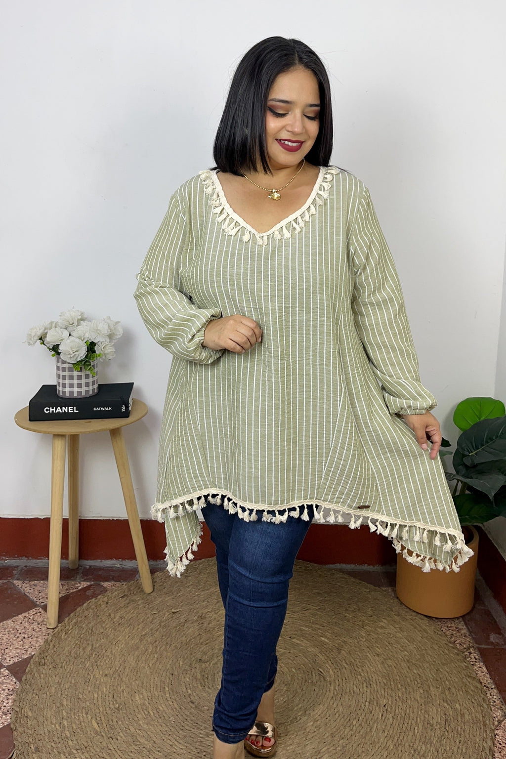 BLUSA SAMI - VERDE SALVIA RAYAS