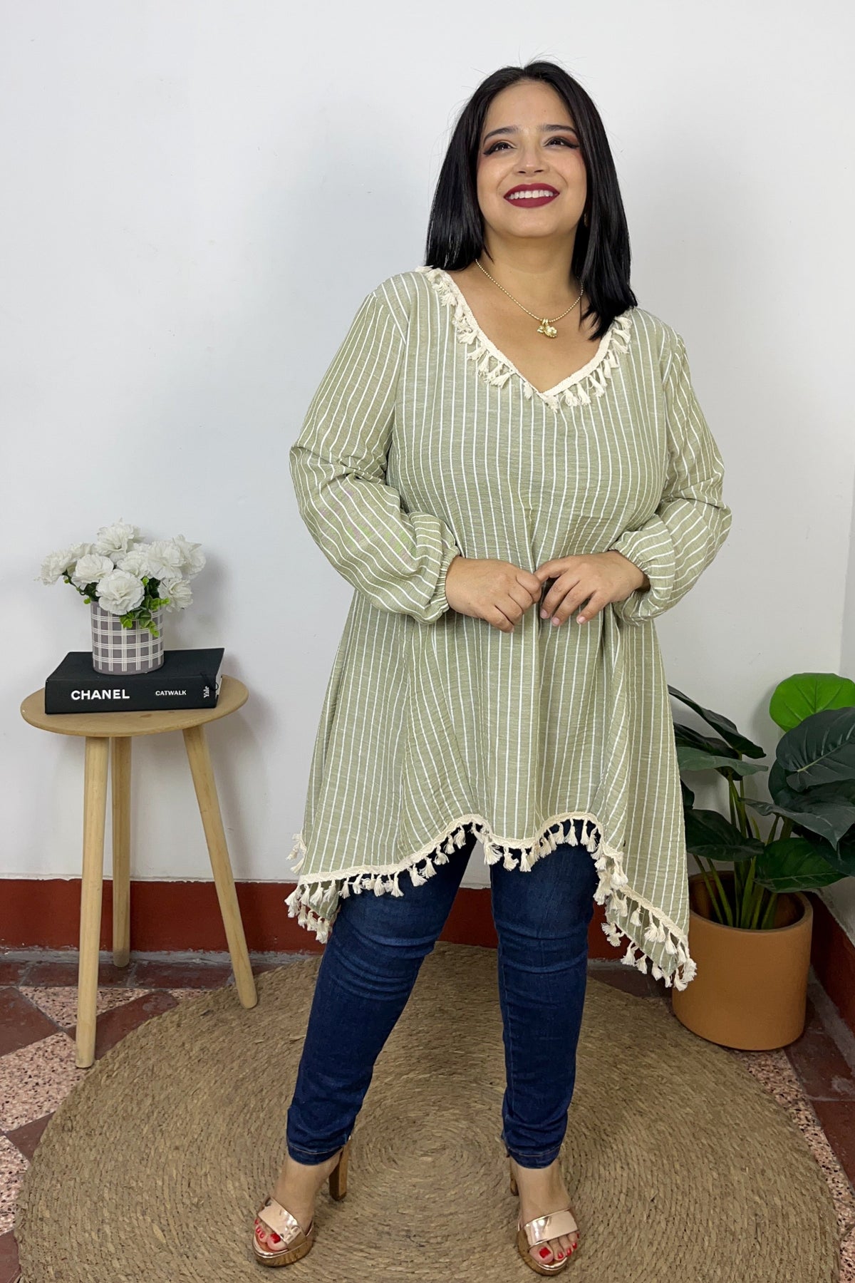 BLUSA SAMI - VERDE SALVIA RAYAS