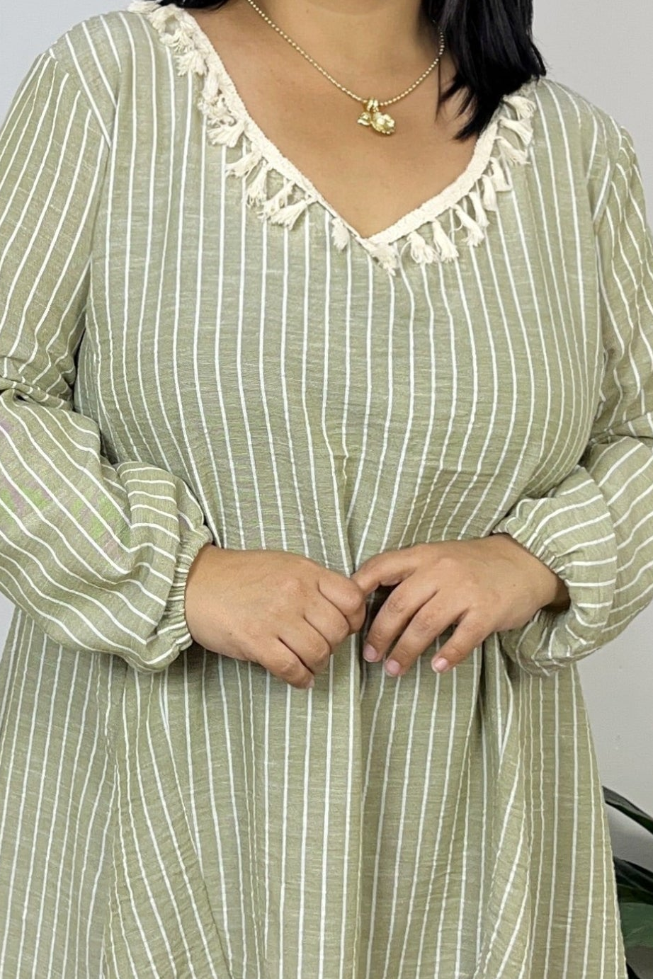 BLUSA SAMI - VERDE SALVIA RAYAS