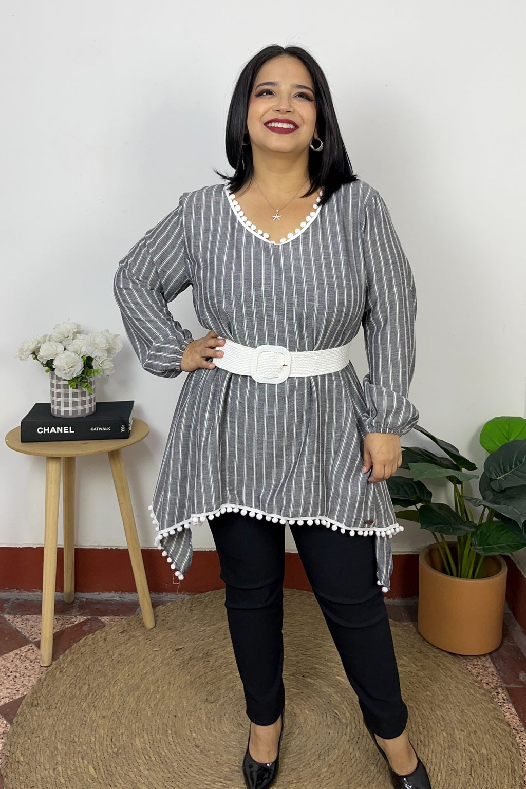 BLUSA SAMI - GRIS CARBÓN RAYAS