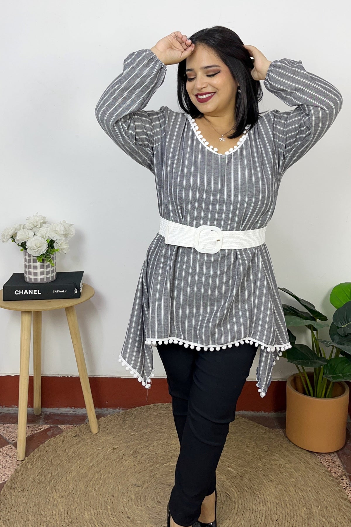 BLUSA SAMI - GRIS CARBÓN RAYAS