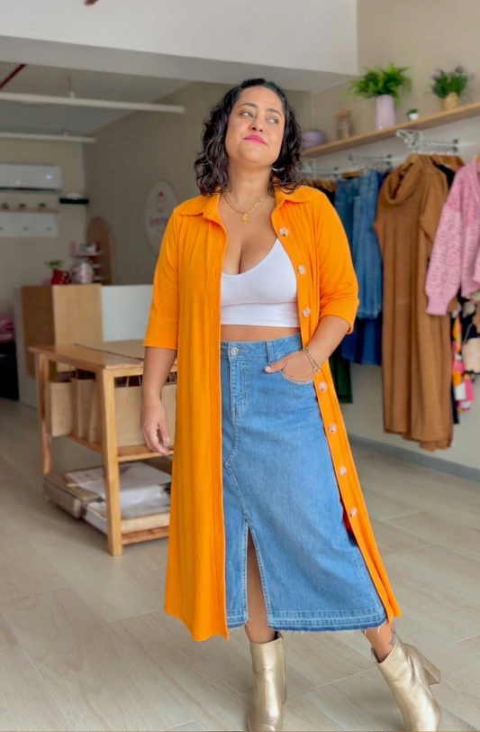 VESTIDO CAPA KARLA - MANDARINA