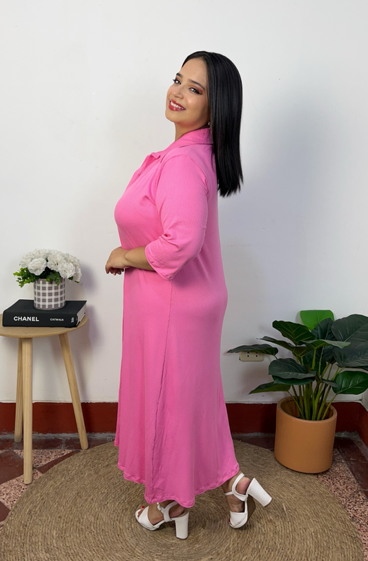 VESTIDO CAPA KARLA - ROSA CHICLE