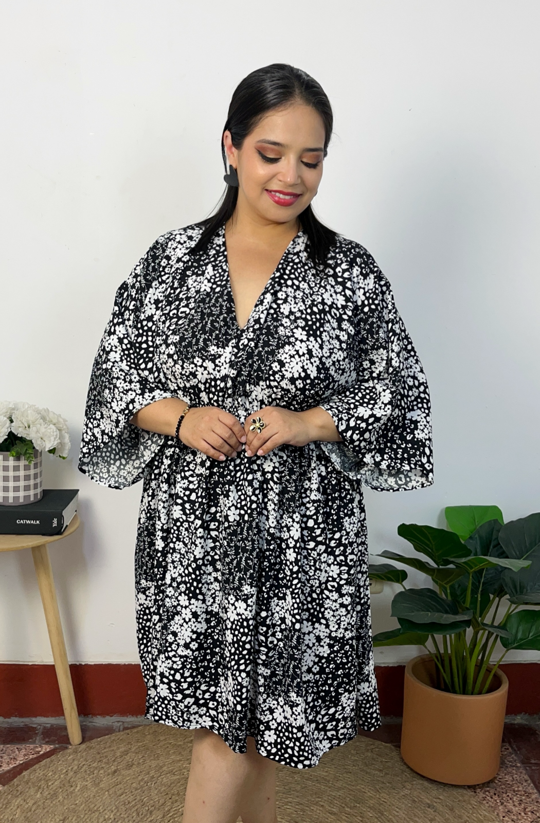VESTIDO MAR - NEGRO FLORES