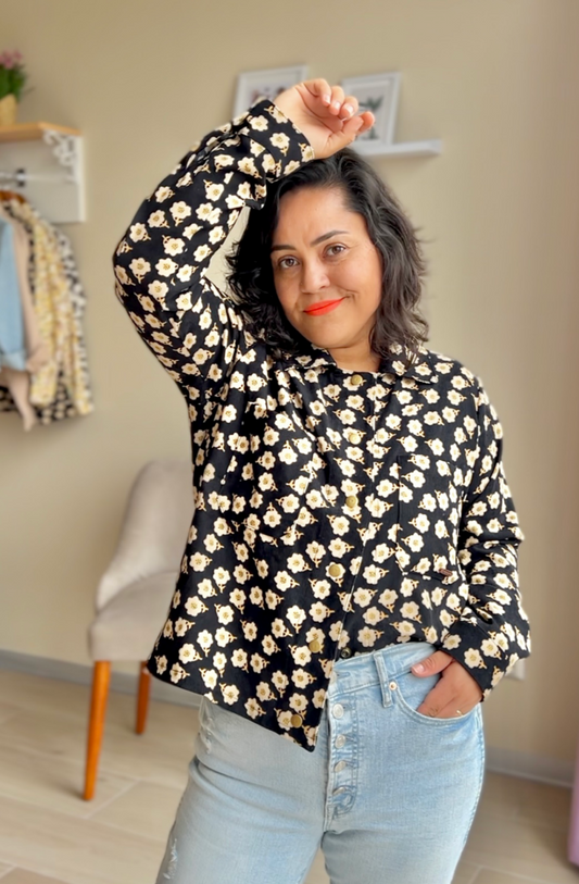 CHAQUETA CAROLA NEGRO FLORES